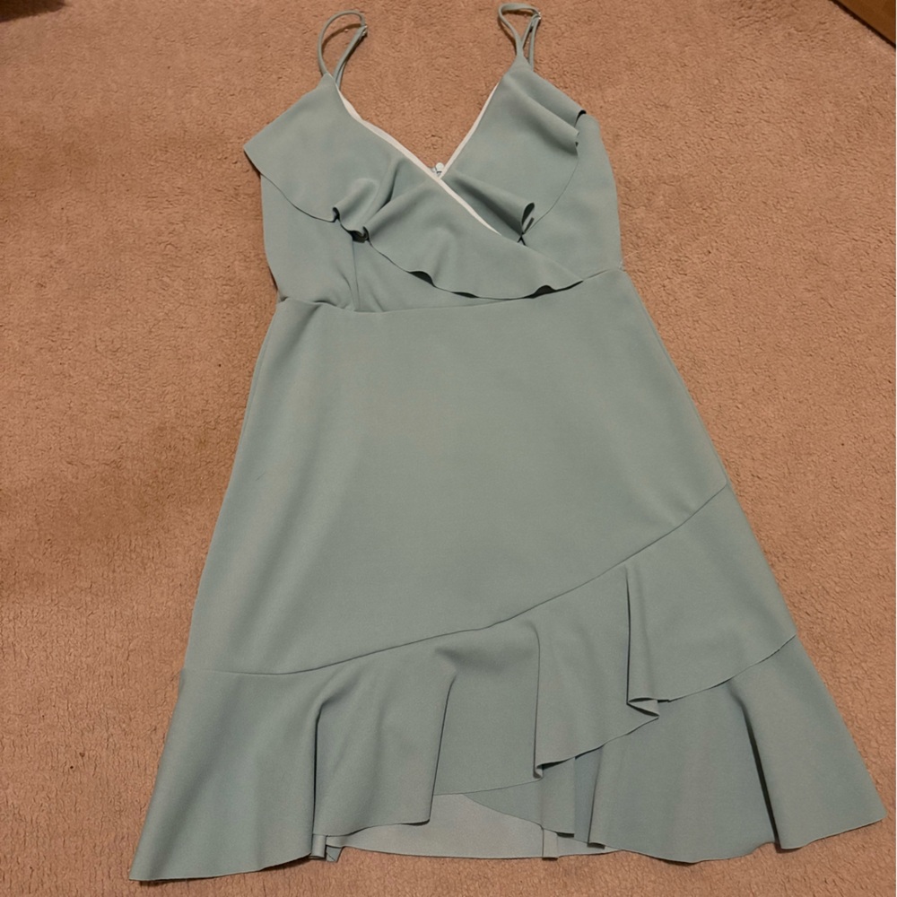 Sage Green Ruffled A-Line Dress